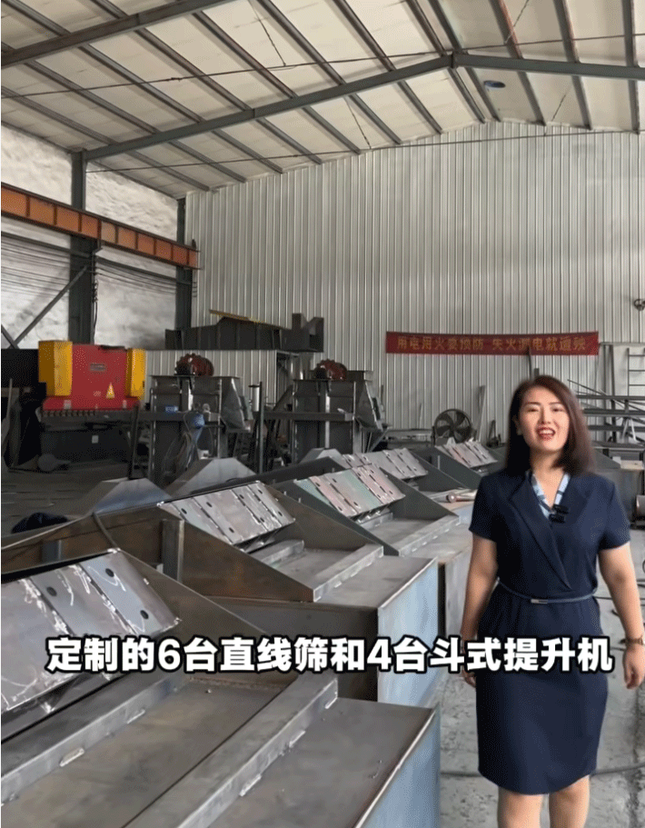 環保行業客戶定制6臺直線篩和4臺斗式提升機